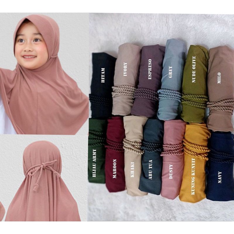 Hijab tali ulir anak /hijab tali kepang KIDS