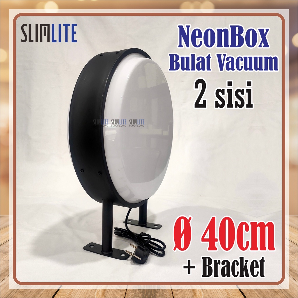 Neon Box Bulat 40cm 2sisi Vacuum Polos Frame Tebal 8cm | Neon Box Bulat (RF80-VF40-2s) NBB Diameter 