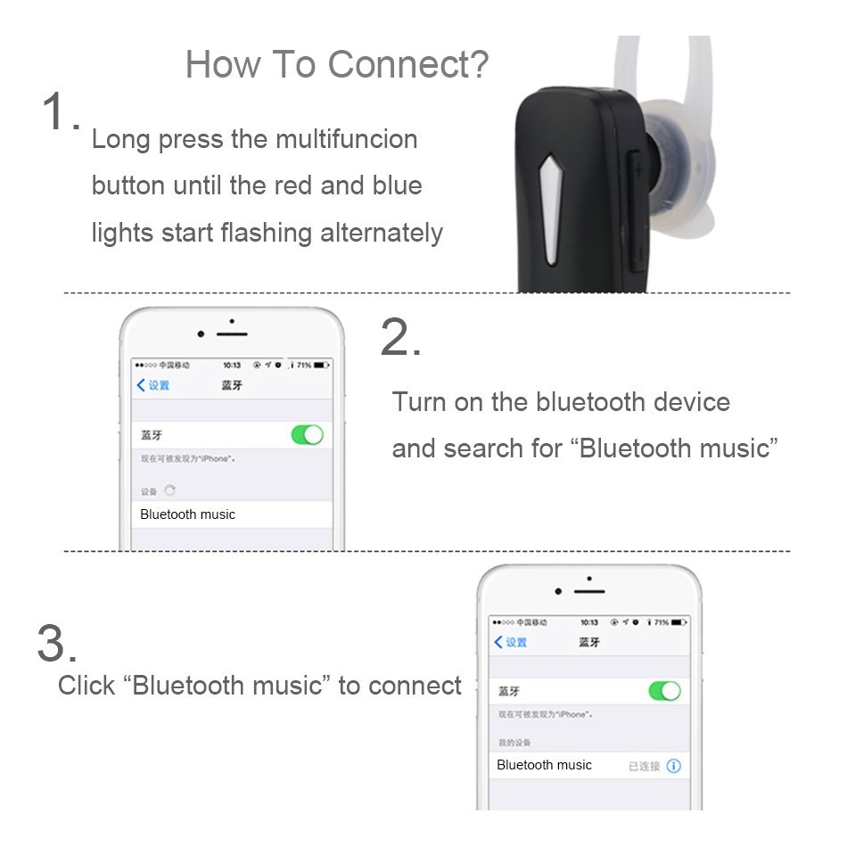 Handsfree Headset Wireless Bluetooth 4.1 Mic untuk iPhone Samsung Android xiaomi vivo oppo