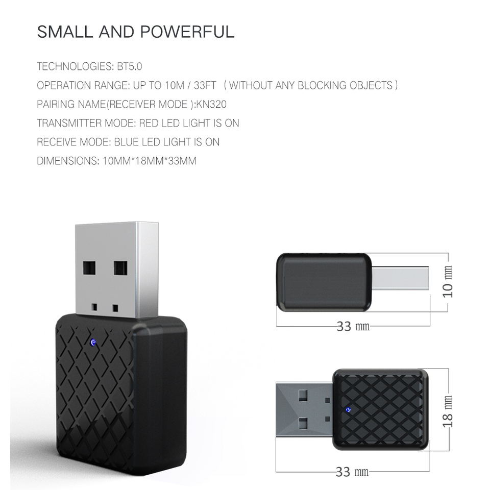 USB Dongle Bluetooth 5.0 Transmitter Receiver Audio Adaptor