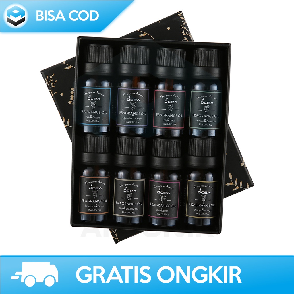 MINYAK HUMIDIFIER ESSENTIAL OIL AROMATHERAPY TAFFWARE 8 IN 1 x 10 ML