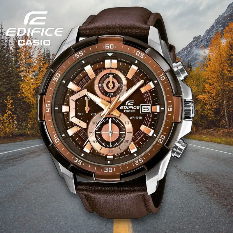 Jam Tangan Casio Edifice Cowok Pria EFR-539L-5AV EFR539 Coklat Brown