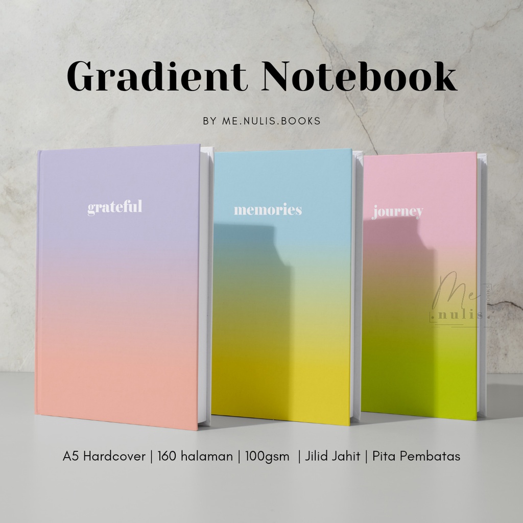 

NOTEBOOK A5 HARDCOVER BLANK/POLOS READY STOCK BUJO, BULLET JOURNAL, AGENDA, PLANNER, Gradient Colorful