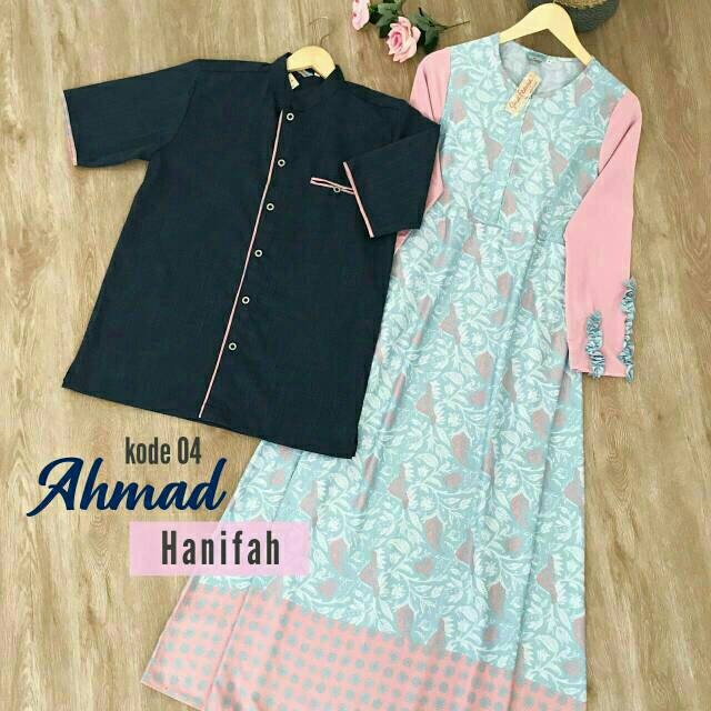 Gamis couple busui motif batik bahan dealova mix Jersey Hanifah Ahmad by Shafeeya