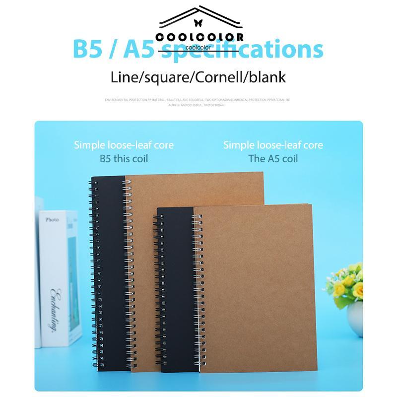 CODA5 Kraft Paper Coil Book Simple Student Notebook Meeting Notepad Buku Akuntansi Portabel- cl