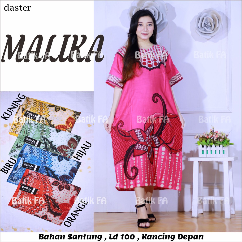  Daster  Kancing Batik  Motif Bunga Leher Kancing 