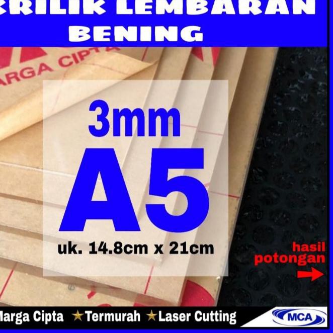 

laAKRILIK lembaran 3mm uk. A5 / Akrilik bening / Marga cipta / Arcylic la KODE(A04B15)