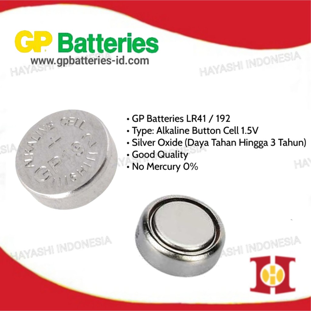 Baterai Kancing 192/LR41/V3GA Alkaline GP Original - 10pcs