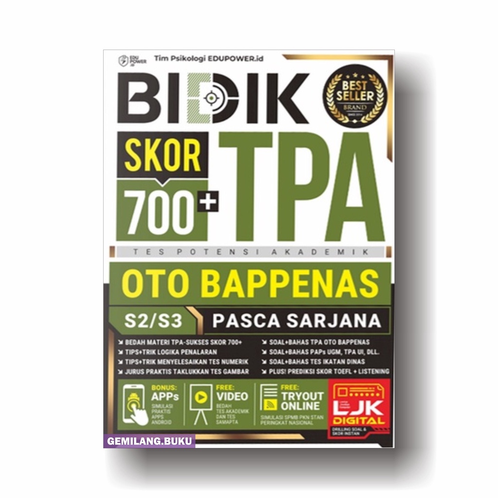 Buku Bidik Skor 700+ TPA OTO Bappenas S2/S3 Pasca Sarjana - Edupower