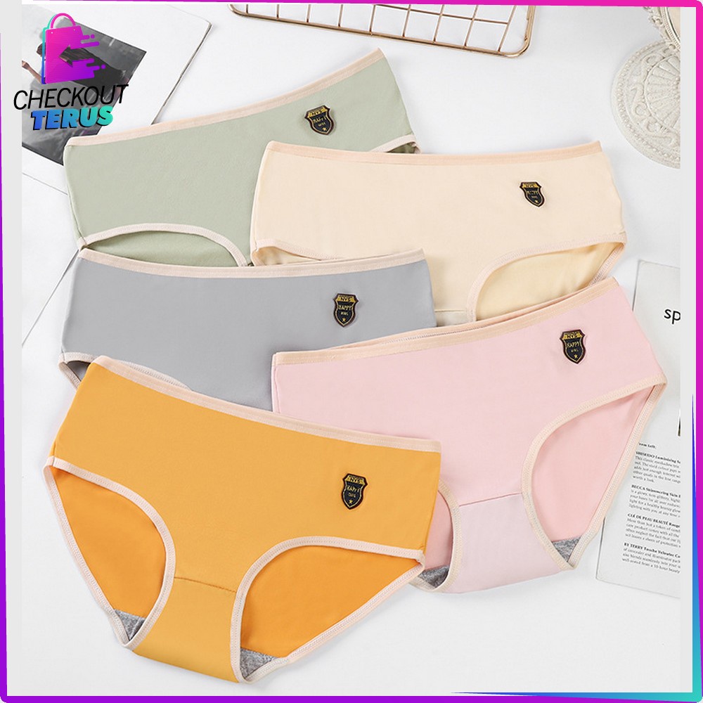 CT P135 Celana Dalam Fashion Wanita Bahan Katun Halus CD Wanita Pendek Panties Segitiga Kolor Wanita Impor