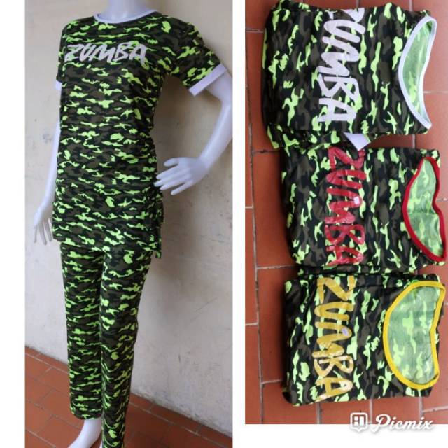 Baju senam army set lengan
