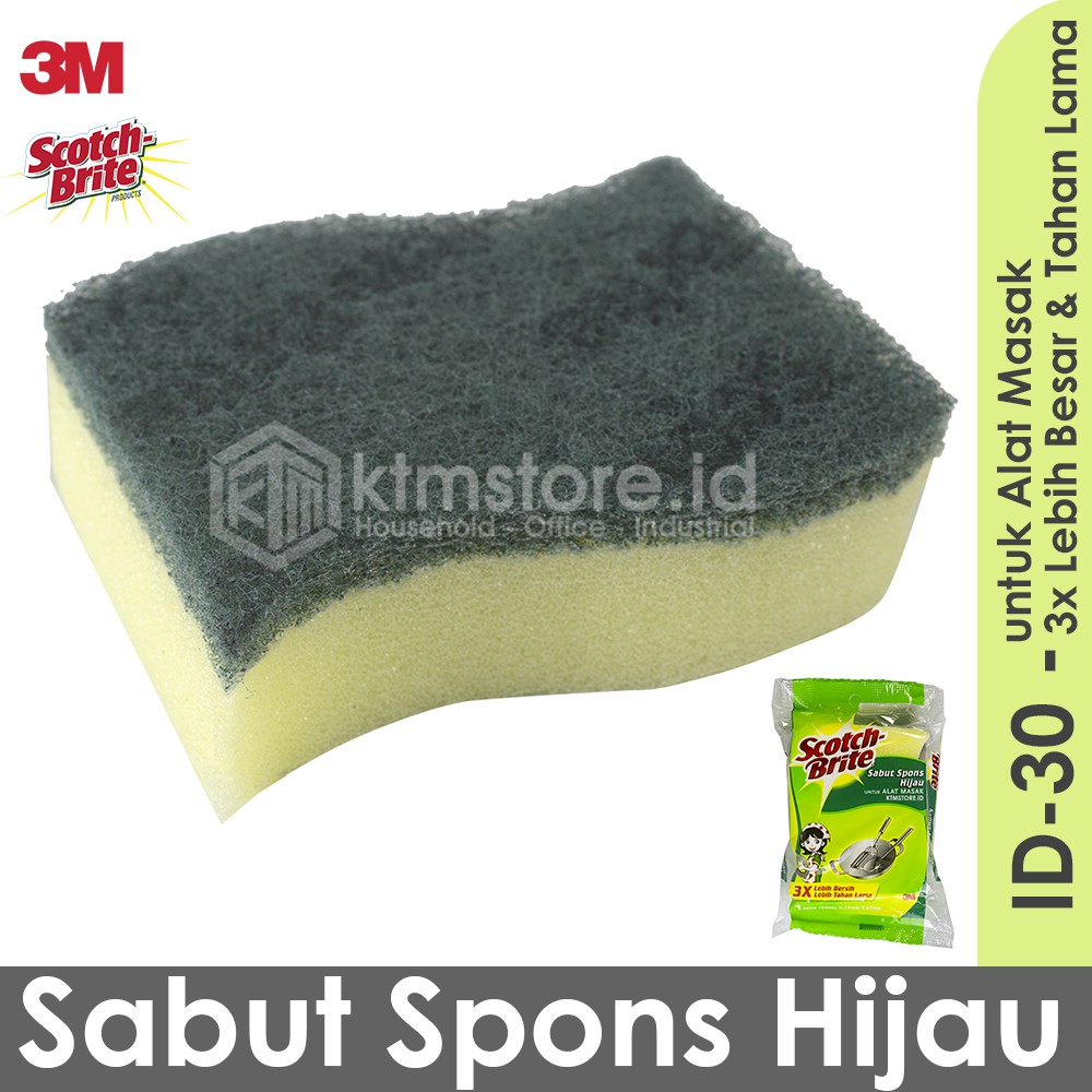 3M Scotch Brite Sabut Spons Hijau Cuci Piring ID 30