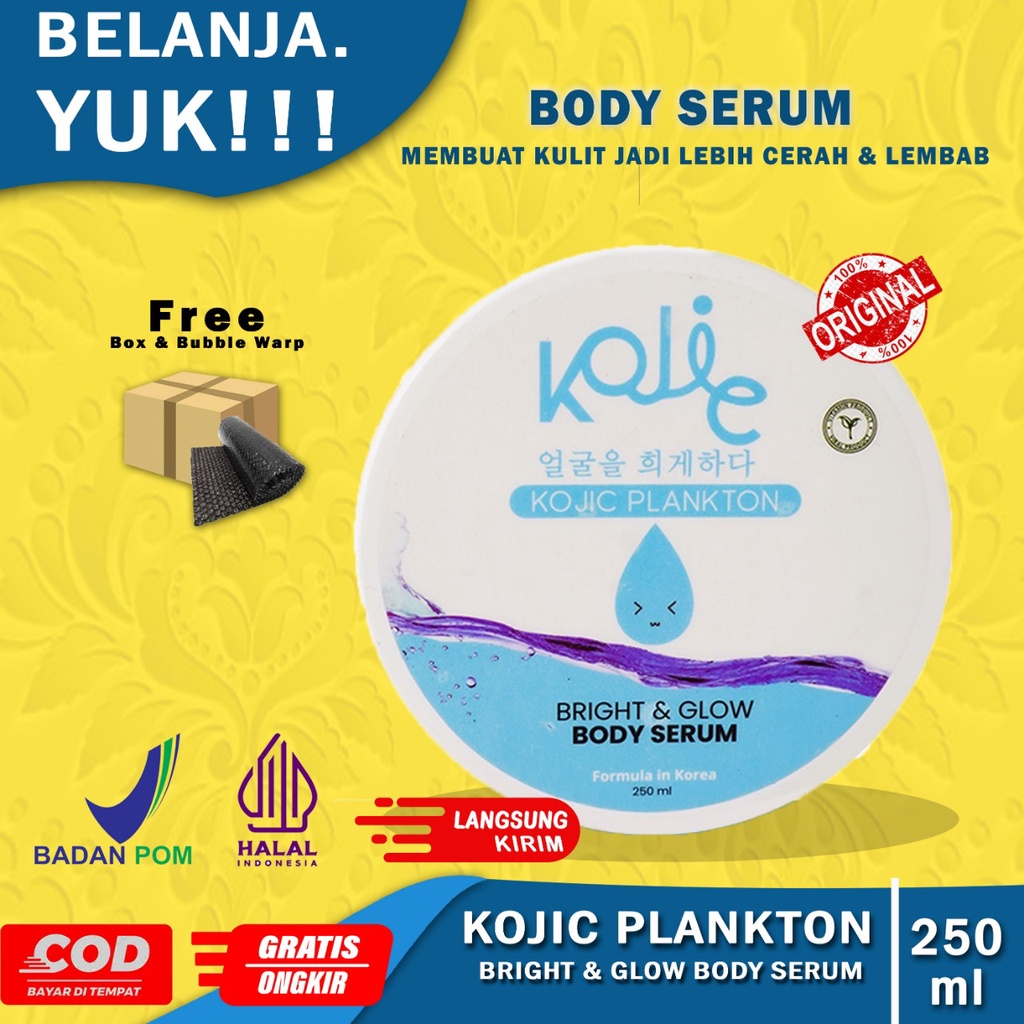 ( BONUS PARFUM ) Kojic Plankton Bright &amp; Glow Body Serum Terbaru BODY SERUM PENCERAH TUBUH (BLUE)