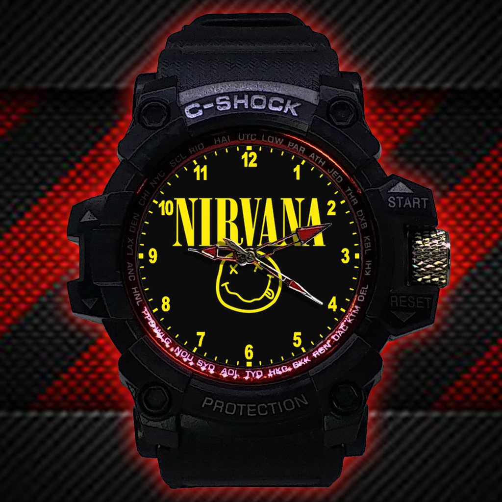 (ISTIMEWA BOSSQUE) JAM TANGAN NIRVANA LIST MERAH - EXCLUSIVE