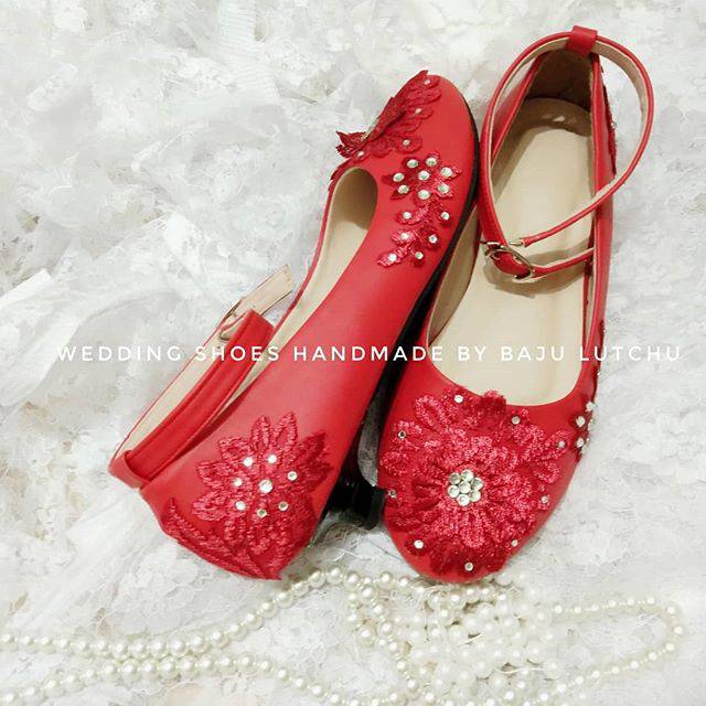 Sepatu wedding merah red pengantin