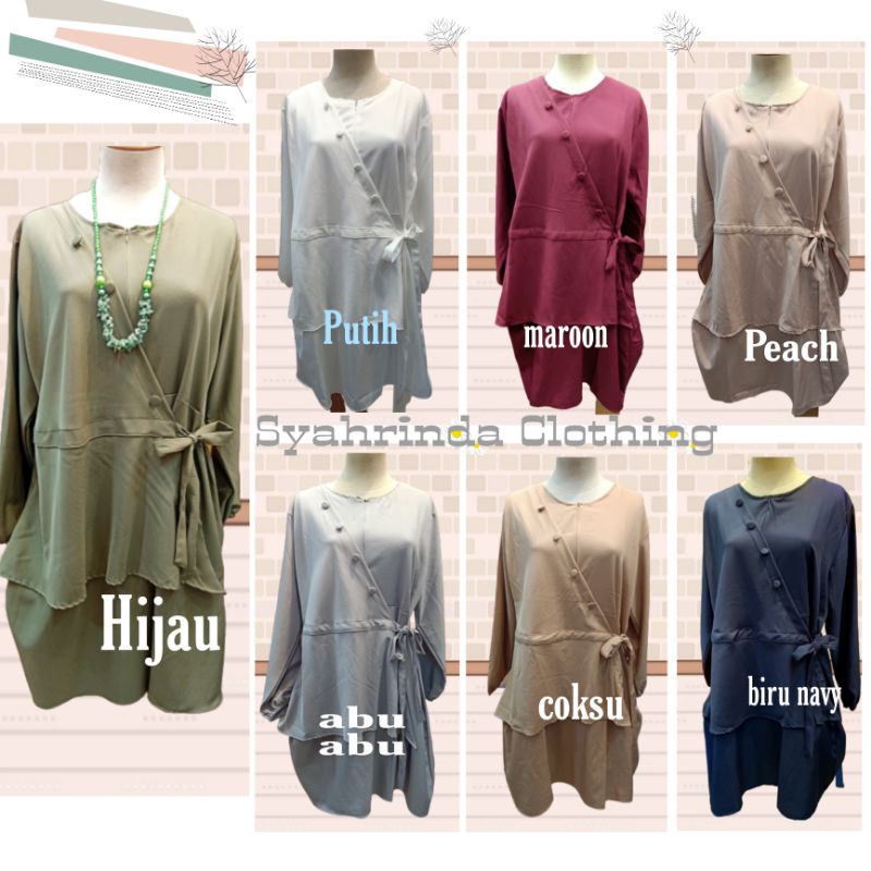 TUNIK POLOS SHAKILA PREMIUM IMPORT SELETING DEPAN DAN PITA