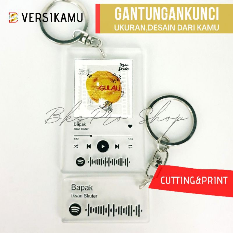 Keychain Spotify,No P.O,Akrilik 3mm Laser Cutting&Premium Print,Custom Ganci VersiKamu
