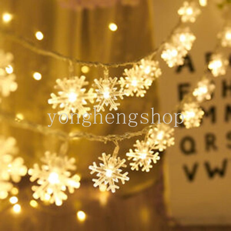 Lampu String LED 2 / 3M Bentuk Snowflake Untuk Dekorasi Pohon Natal