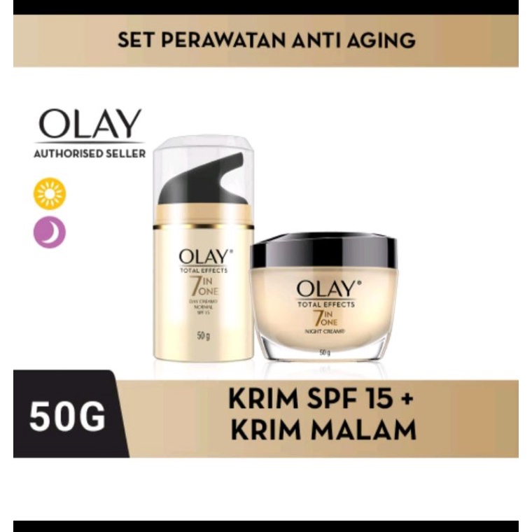 Olay total effect krim pagi +malam anti aging share in jar 10g ORi