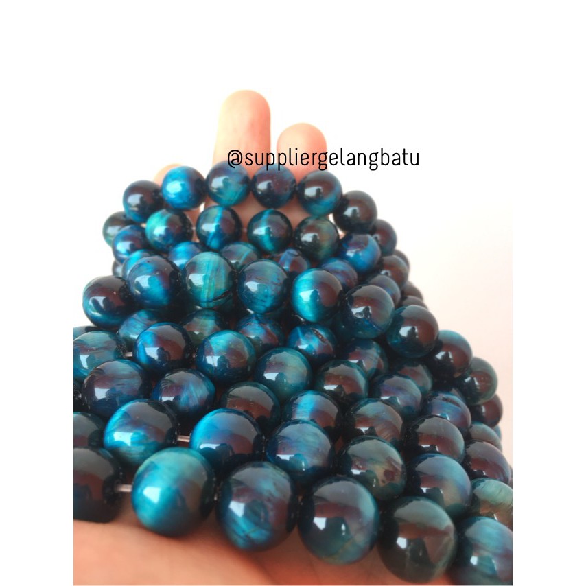 bahan natural blue zircon 12mm tiger eye biru premium LIMITED EDITION aksesoris craft bahan trending