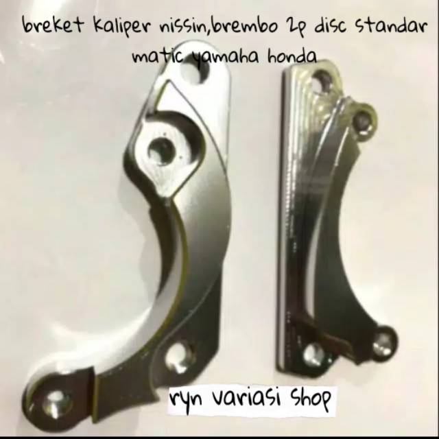 Breket kaliper 2piston ukuran disc piringan cakram ukuran standar motor matic honda beat scoopy vario spacy genio yamaha mio fino soul gt x-rider dll - Breket caliper 2 piston pala babi 2p palababi bracket