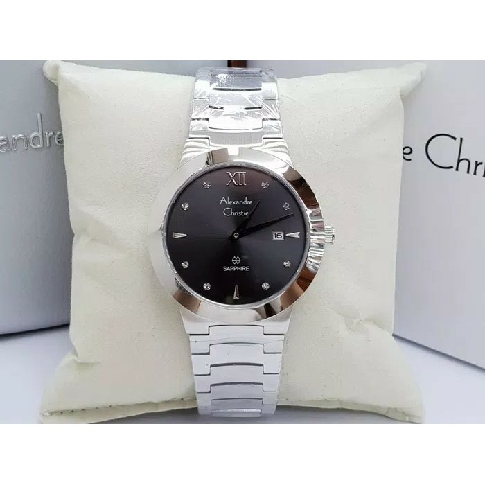 ALEXANDRE CHRISTIE WATCH AC 8569 SILVER BLACK SAPPHIRE PRIA GARANSI RESMI 1TAHUN