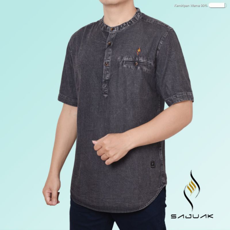 Sajuak Baju kemeja koko kemko pria lengan pendek new denim JF original terbaru by sajuak