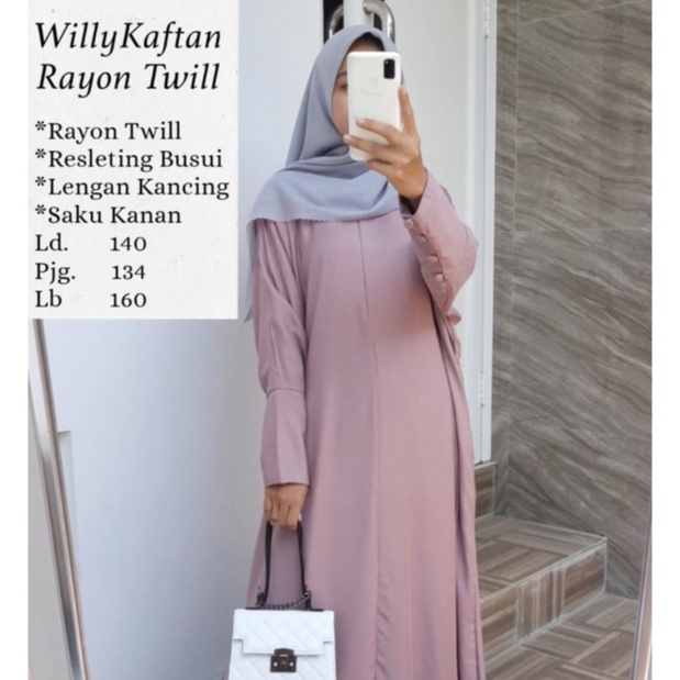 Kaftan Polos Rayon Twill Terbaru / Gamis Polos Rayon Lengan Kancing