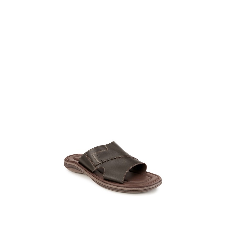 SANDAL SLIDE KULIT ANDRE VALENTINO PRIA ORIGINAL CASUAL COKLAT AVM07