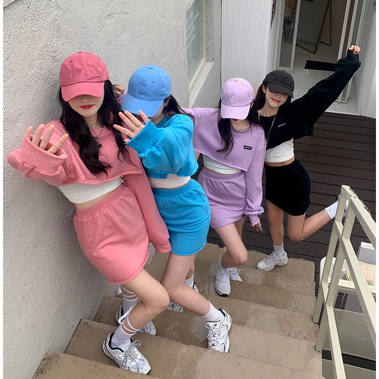 #Sisjuly# Pendek Lettering Olahraga Kasual Gaya Panas Gadis Memakai Lengan Panjang Sweater untuk Wanita Fashio