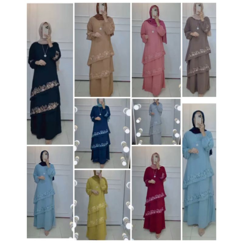 gamis murah Melayu Malaysia bordir lapis