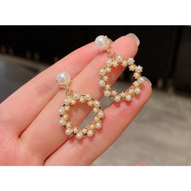 Korea fashion style anting-anting anggun online influencer New mutiara imitasi in segar sesuai denga