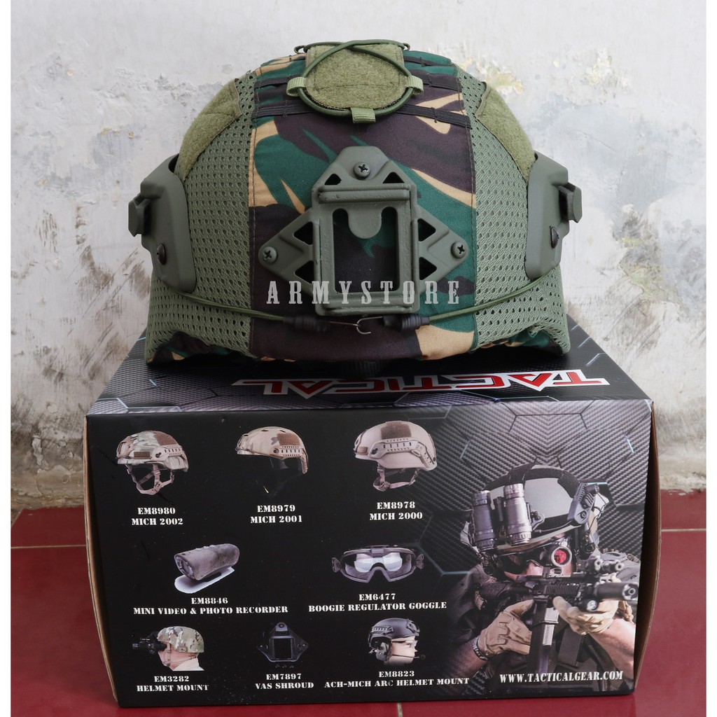 helm tactical mich 2000 full cover hijau loreng