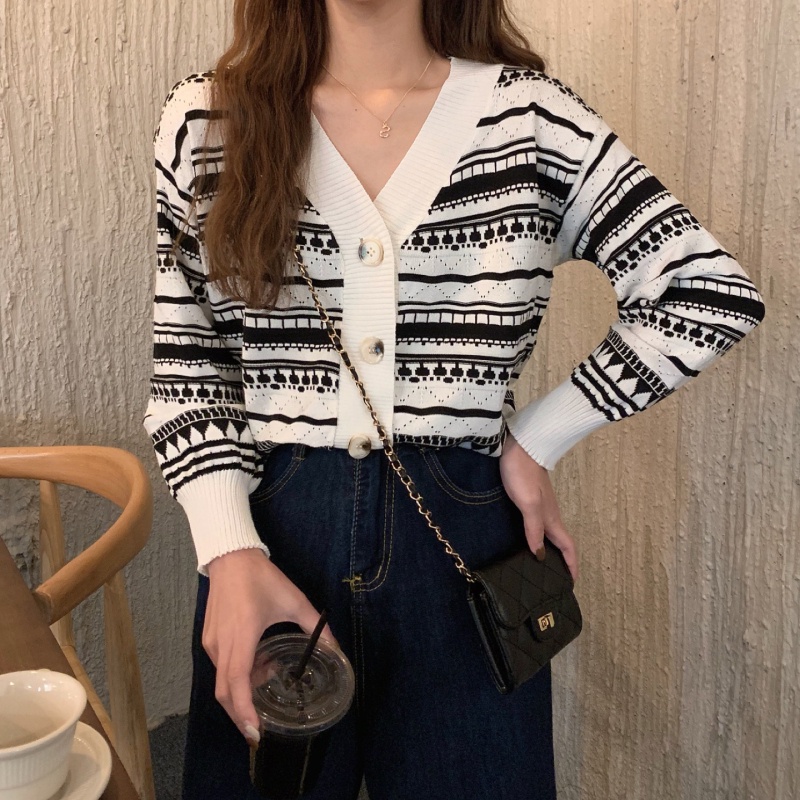 MOOGU ♡ Korean style kardigan rajut wanita outher V-neck  cardigan wanita