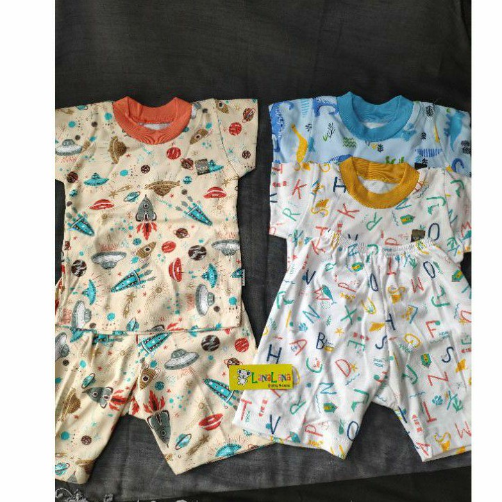 LittleQ 1 stel baju bayi lengan pendek suai + celpen 3/4