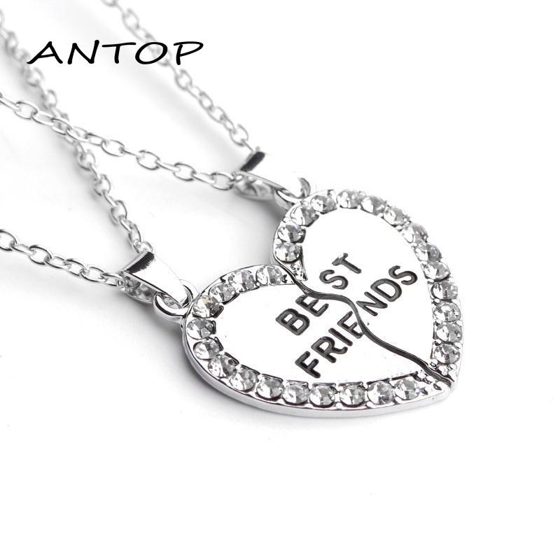 2pcs Kalung Couples Hip-Hop Pasangan/Sahabat Cinta Jahitan Kalung Rantai Klavikula Necklace ANTOP