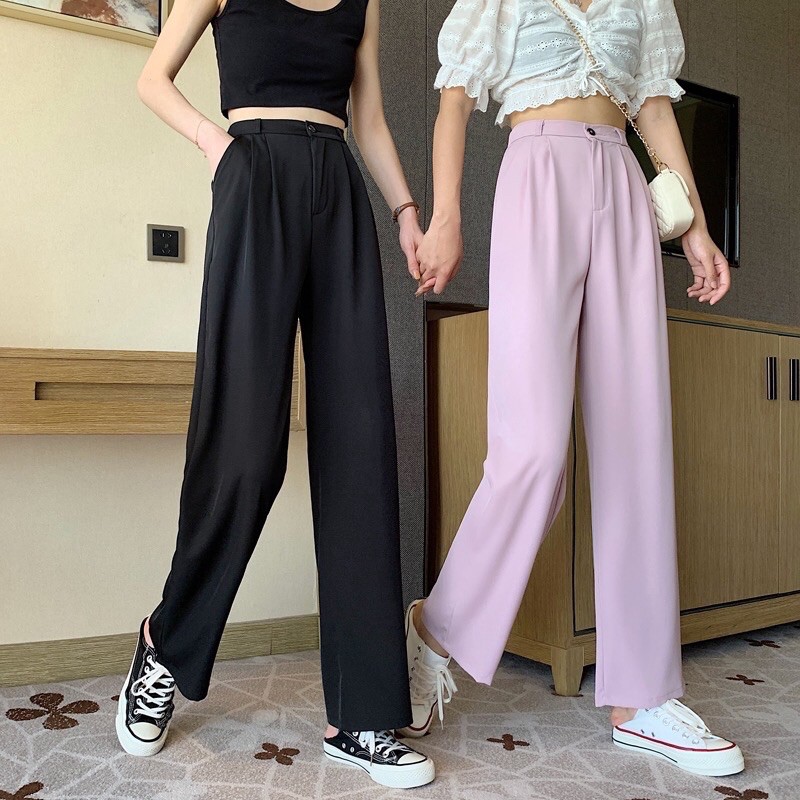Nairobi Pants //  Celana Casual High Waist Lilac Black Bagi Pants Lilac