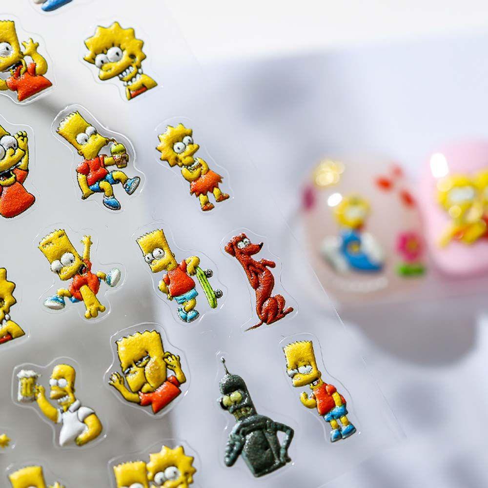MXBEAUTY Stiker Kuku Kartun Timbul Lucu Winnie The Pooh Manicure Aksesoris Simpsons Pooh Bear Nail Stickers