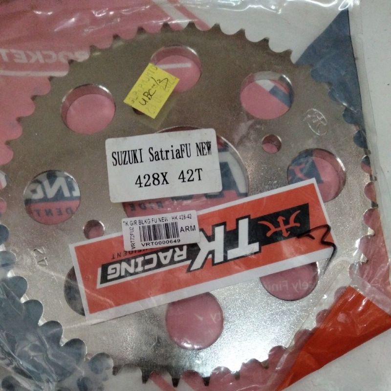 TK RACING - GEAR GIR BELAKANG SATRIA FU NEW FI F1 INJEKSI SPROCKET REAR 428 40-T 41-T 42-T 43-T 44-T 45-T SSS TDR-42T