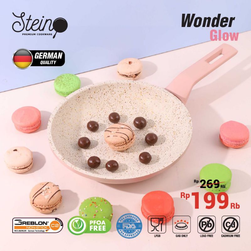 WONDERPAN FRY PAN 20 CM STEINCOOKWARE STEIN ORIGINAL PENGGORENGAN WAJAN GRANITE ANTI LENGKET ANTI GORES WONDER PAN SEHAT AMAN TIDAK KELUPAS