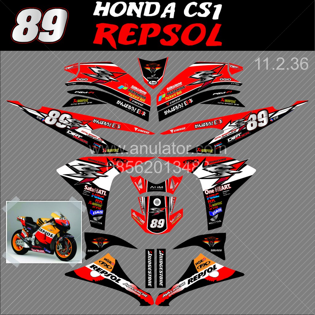 Sticker Striping Motor Stiker Honda Cs 1 Repsol 89 Cs1 Spec B