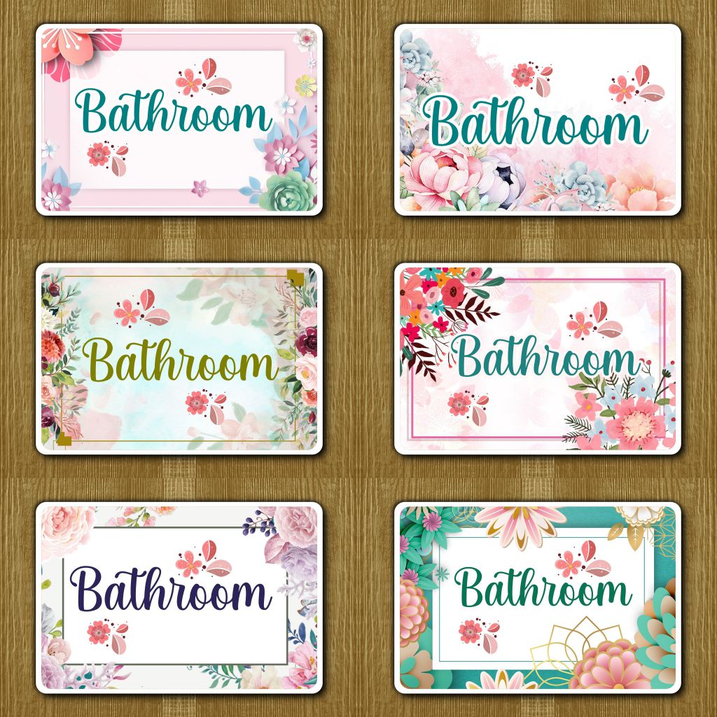 Hiasan Tulisan Pintu Dinding Kamar Mandi Bathroom  Motif Bunga Floral 04M
