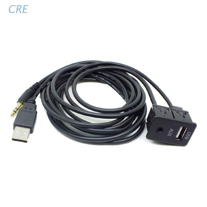 Cre Kabel Adapter Extension USB Port Panel AUX 3.5mm Panjang 1.5M Untuk Dashboard Mobil