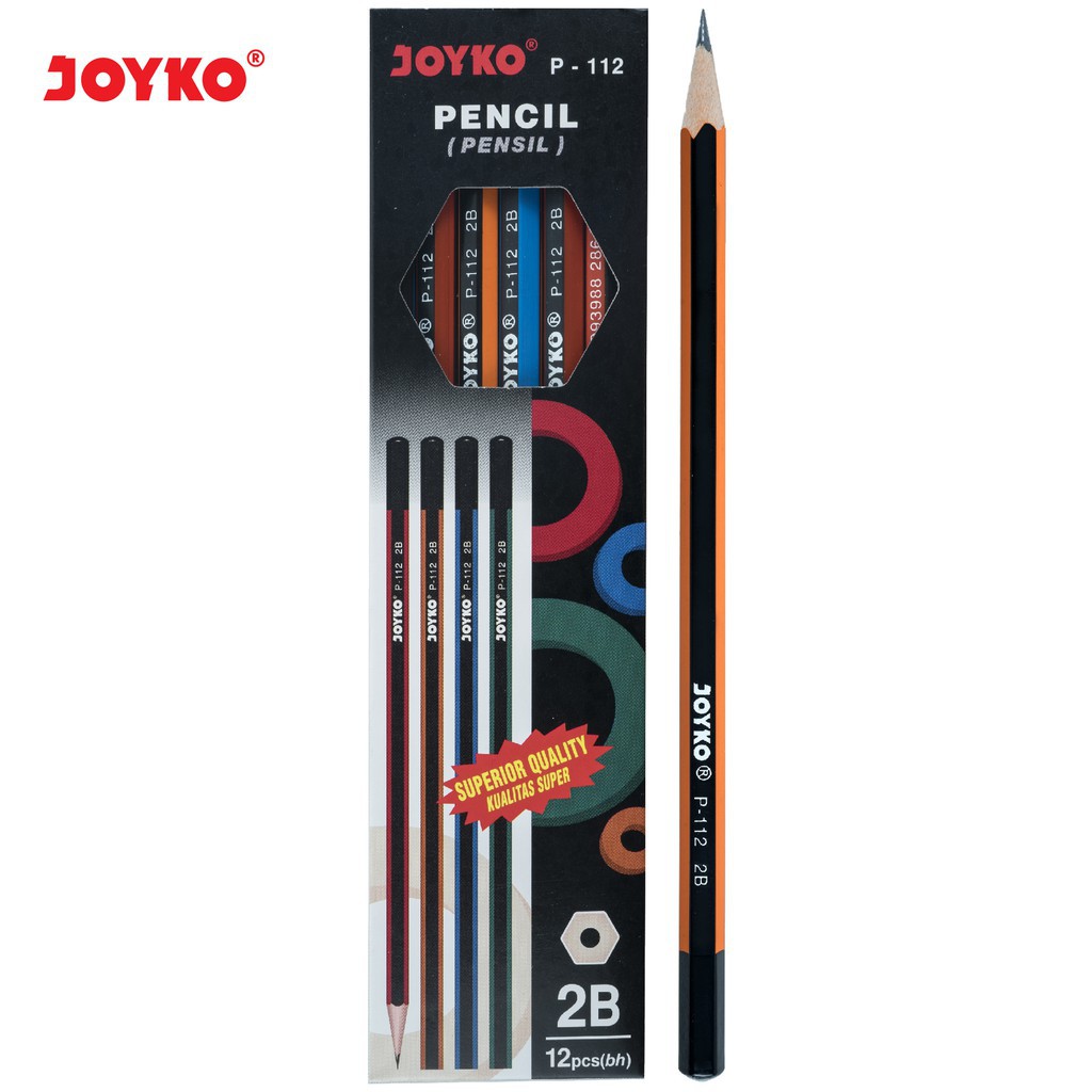 

Pensil 2B Joyko P-112 [1 Pack]/ Alat Tulis Ujian Komputer / Pencil Gambar Menulis [12 pcs]