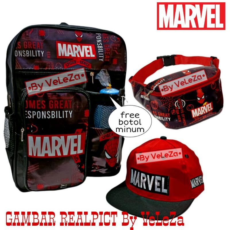 Tas ransel anak Marvel  gratis tas selempang topi - tas anak