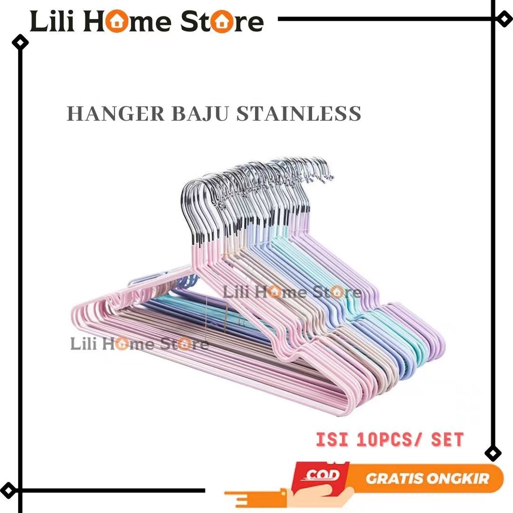 Jual Lili Hanger Baju Stainless Warna Anti Karat Isi 10pcs Hanger Premium Dewasa Warna Pastel 7162