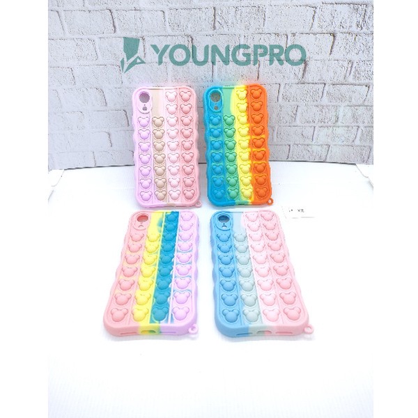 Silicone Case Pop It IPhone XR - Case Penghilang Stress Rainbow