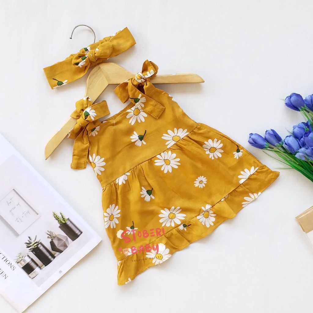 stoberi baby - BBB DRESS MAUREEN dress anak perempuan bayi motif bunga lucu free headband