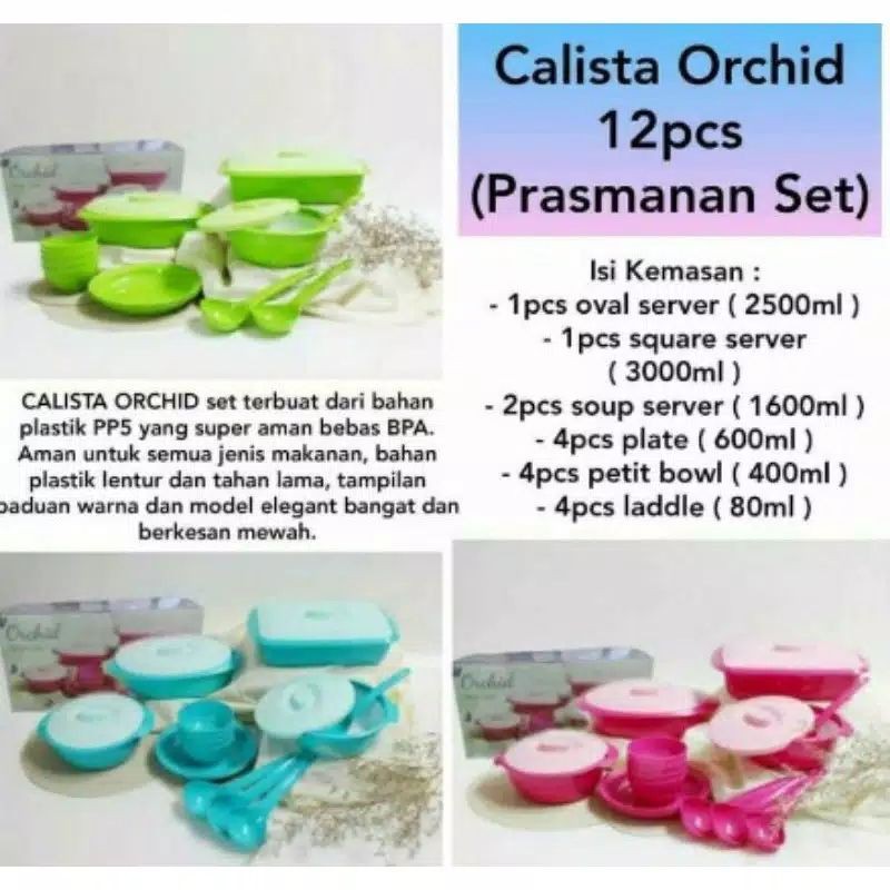 (1kg) calista orchid / set prasmanan plastik / wadah saji calista