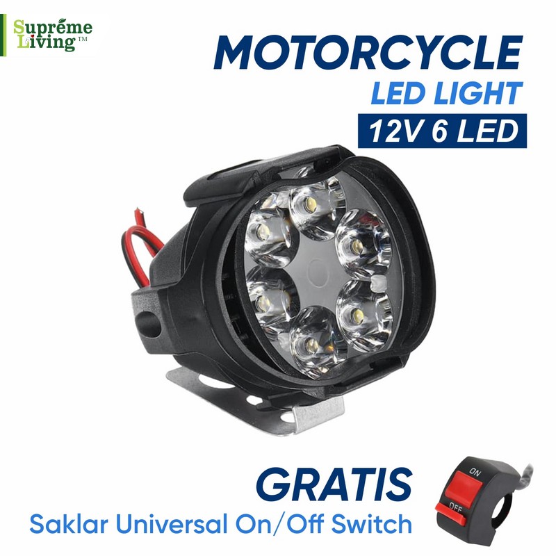 Lampu Tembak Sorot LED Spion Motor Work Light Cree 6 Mata 10 Watt 12V + Free Saklar